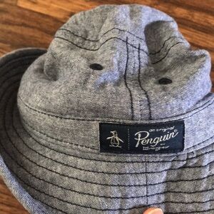 Original Penguin Heather Gray Bucket Hat with Logo Patch